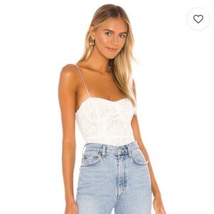 NWT Revolve Superdown Stasia Lace White/Nude Bodysuit